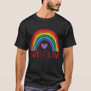 Love Rainbow LGBTQ LGBT Pride Hearts Day Valentine T-Shirt