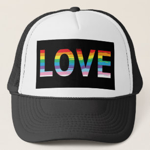 LOVE Rainbow LGBTQIA Flag, Gay Pride Letter  Trucker Hat
