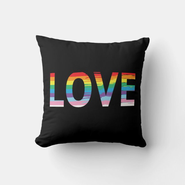 LOVE Rainbow LGBTQIA Flag, Pride Letter  Cushion (Front)
