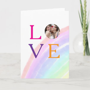 LOVE RAINBOW PHOTO LETTER PRIDE LGBTQ GIFTS CUSTOM CARD