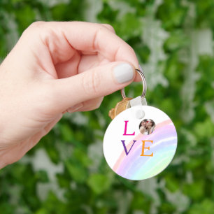 LOVE RAINBOW PHOTO LETTER PRIDE LGBTQ GIFTS CUSTOM KEY RING