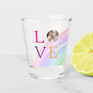 LOVE RAINBOW PHOTO LETTER PRIDE LGBTQ GIFTS CUSTOM SHOT GLASS