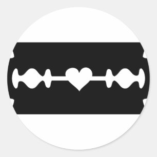 love razor blade heart classic round sticker