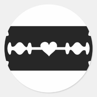 love razor blade heart classic round sticker