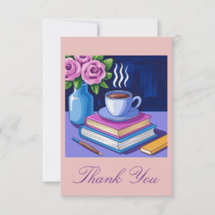 Love Reading Books and Coffee Thank You Card