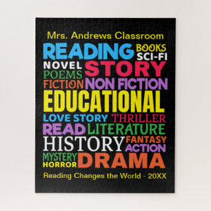 Love Reading Books - Genre Word Art Jigsaw Puzzle