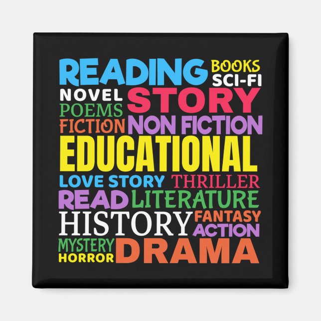 Love Reading Books - Genre Word Art Magnet (Front)