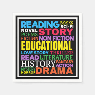Love Reading Books - Genre Word Art Napkin