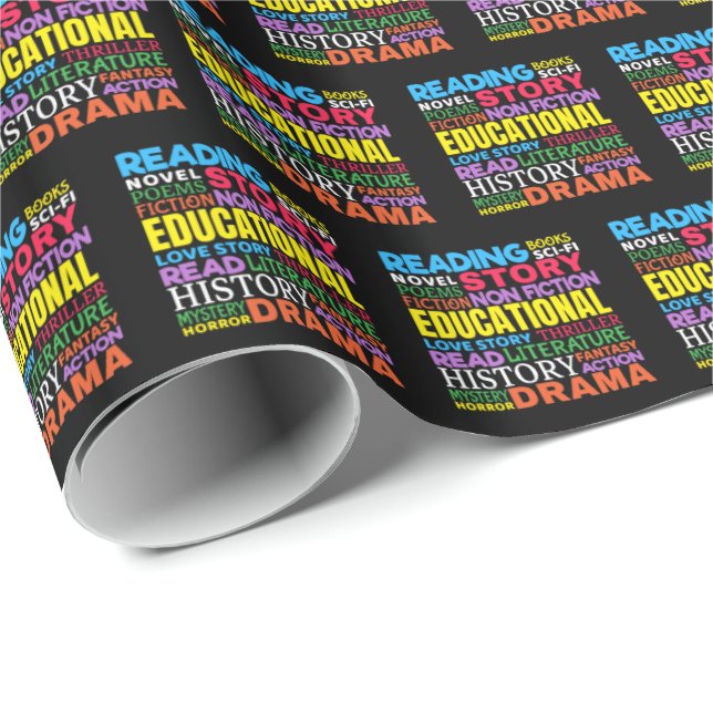 Love Reading Books - Genre Word Art Wrapping Paper (Roll Corner)