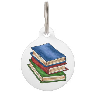 Love Reading Library Book Stack Bibliophile School Pet Tag