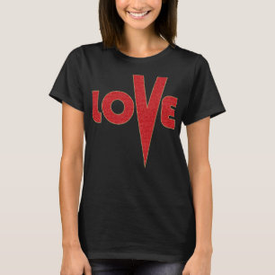 Love Red And Gold Glitter High V Letter Art T-Shirt