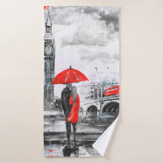 Love red and gray - umbrella bath towel