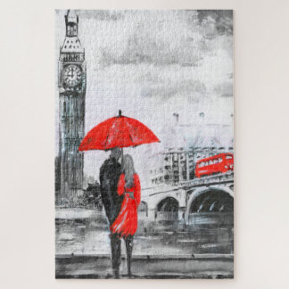 Love red and gray - umbrella jigsaw puzzle