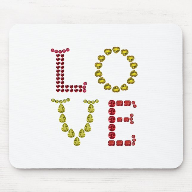 Love, Red and Yellow Mouse Mat (Front)