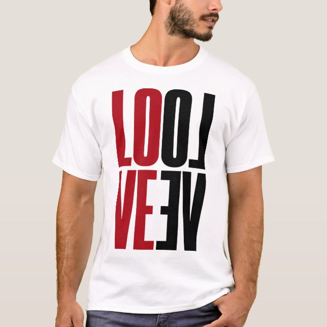 Love Red Black High Typography Vertical Mirror T-Shirt (Front)