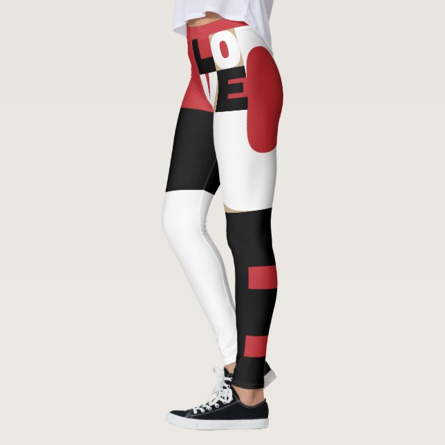 Love Red Black White Original Dynamic Trendy Girly Leggings (Left)