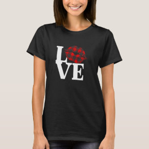 Love Red Buffalo Plaid Lips Valentines Day T-Shirt
