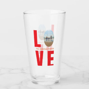 Love red family photo oval shape modern simple glass
