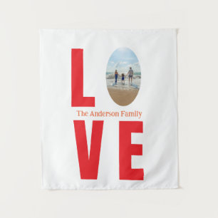 Love red family photo oval shape modern simple tapestry