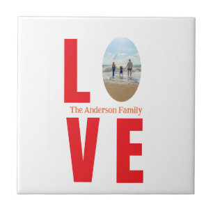 Love red family photo oval shape modern simple tile
