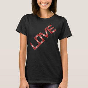 Love Red Gold Glitter Border White Glow T-Shirt