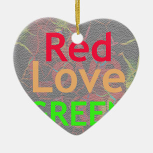 LOVE RED GOLDEN GREEN CERAMIC TREE DECORATION