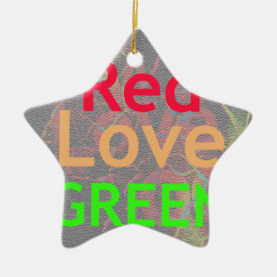 LOVE RED GOLDEN GREEN CERAMIC TREE DECORATION