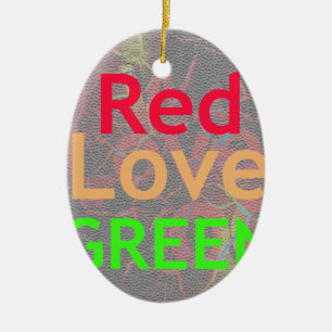LOVE RED GOLDEN GREEN CERAMIC TREE DECORATION