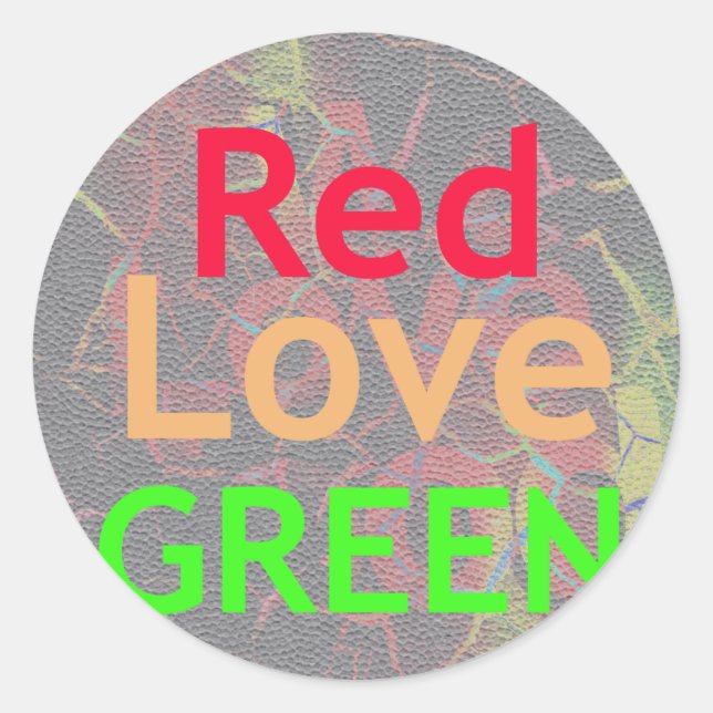 LOVE RED GOLDEN GREEN CLASSIC ROUND STICKER (Front)