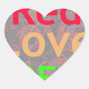 LOVE RED GOLDEN GREEN HEART STICKER