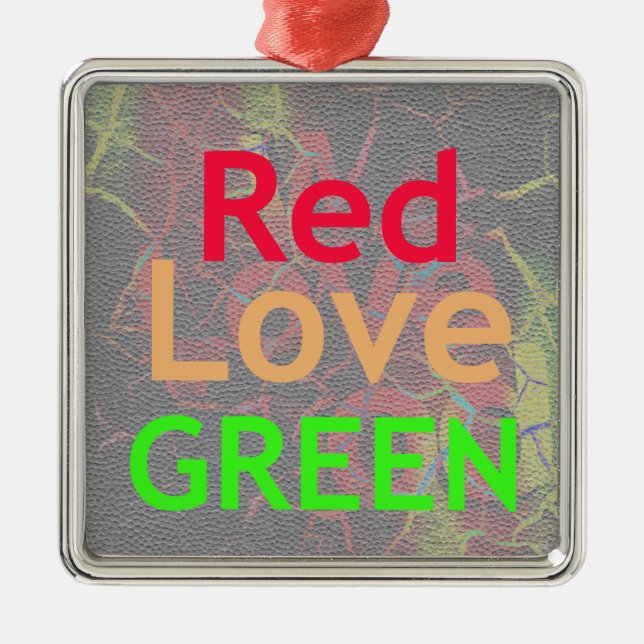LOVE RED GOLDEN GREEN METAL TREE DECORATION (Front)