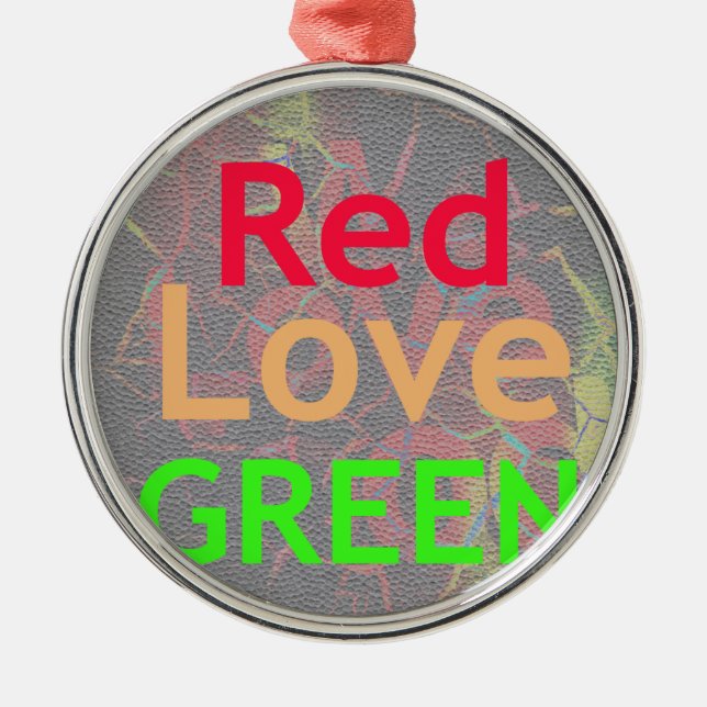 LOVE RED GOLDEN GREEN METAL TREE DECORATION (Front)