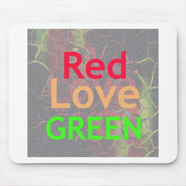 LOVE RED GOLDEN GREEN MOUSE MAT (Front)