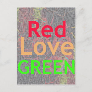 LOVE RED GOLDEN GREEN POSTCARD