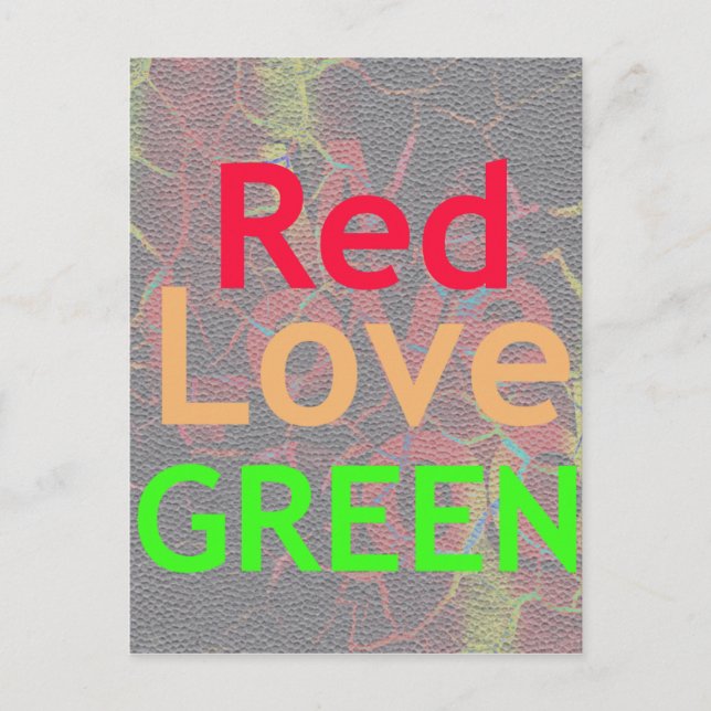 LOVE RED GOLDEN GREEN POSTCARD (Front)
