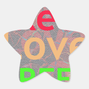 LOVE RED GOLDEN GREEN STAR STICKER