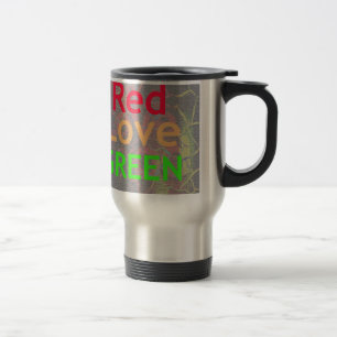 LOVE RED GOLDEN GREEN TRAVEL MUG