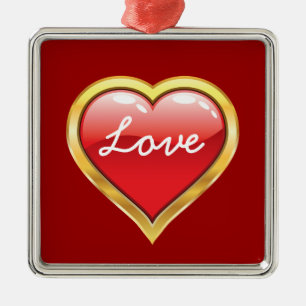 Love Red Golden Heart Valentine’s Day ornament