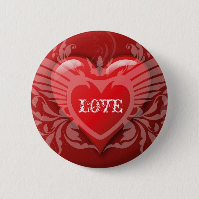 Love red heart 6 cm round badge (Front)