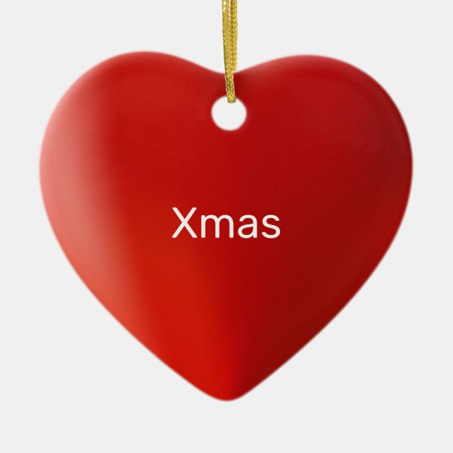 Love red heart and calligraphy ceramic tree decoration (Front)