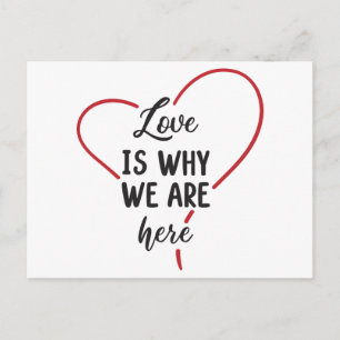 Love Red Heart Black White Wedding Bridal Shower Postcard