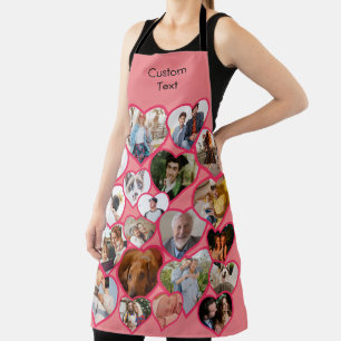 Love Red Heart   Custom 20 Photos Collage & Text Apron