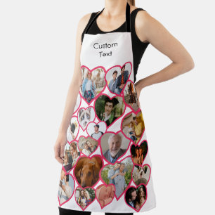Love Red Heart   Custom 20 Photos Collage & Text Apron