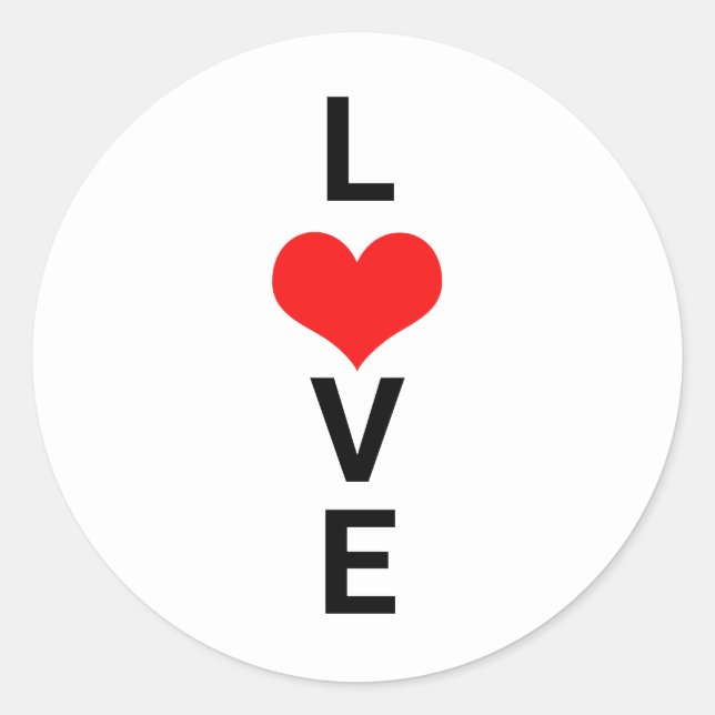 Love Red Heart Cute Valentine's Day White Custom Classic Round Sticker (Front)