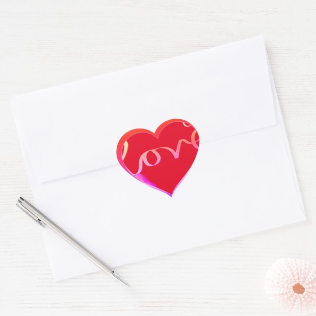 Love Red Heart  Heart Sticker (Envelope)