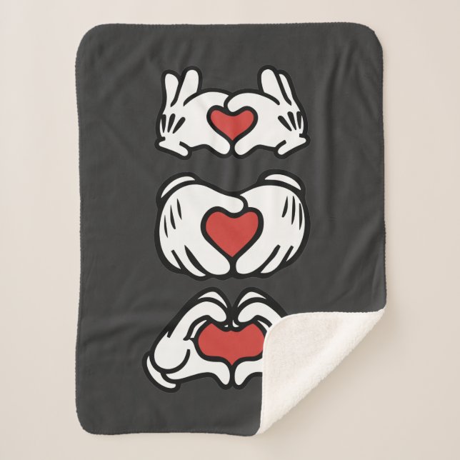 Love Red Heart Mouse Hands Sherpa Blanket (Front)