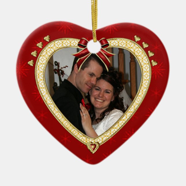 Love Red Heart Personalised Photo Ornament (Front)