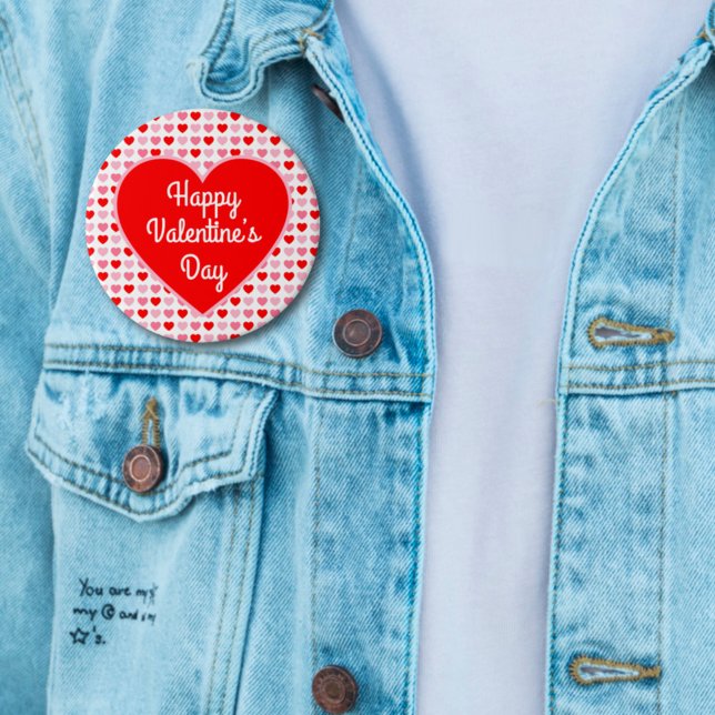 Love Red Heart Pink & Red Valentine Heart Pattern 7.5 Cm Round Badge (Creator Uploaded)