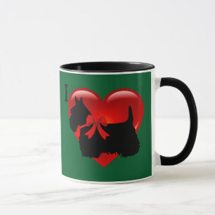 Love/red heart Scottish Terrier, Kelly/Irish green Mug