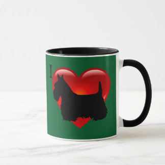 Love/red heart Scottish Terrier, Kelly/Irish green Mug
